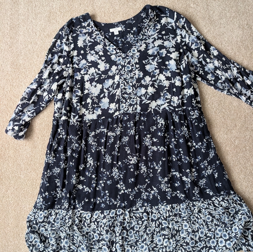 J. Jill Navy and White Floral Dress
